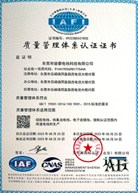 必赢网络游戏平台电线ISO质量治理系统证书