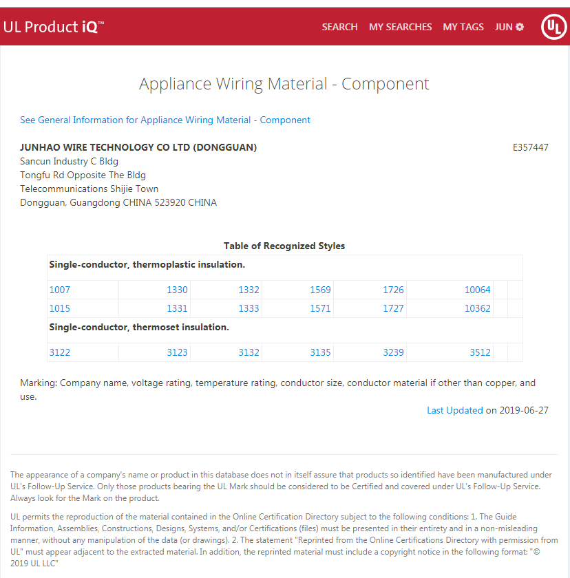 必赢网络游戏平台电线美国UL认证产品列表